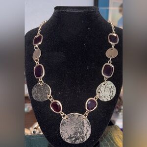 Chico's Gold-Tone Necklace with Deep Purple Accents